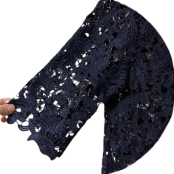 ZARA Lace Top with short sleeves / Navy Blue / Size S - Picture 5 of 6